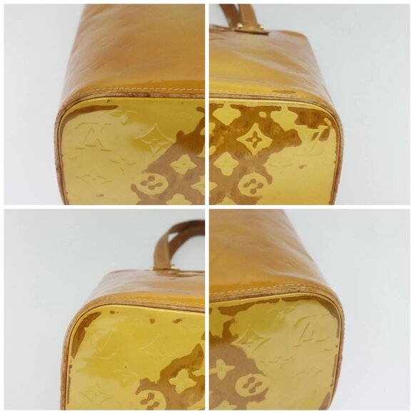LOUIS VUITTON Monogram Vernis Houston Hand Bag Beige M91004 LV Auth 120112 - Picture 14 of 16